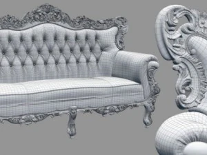 fb sofa belle de fleur french love seat 3D Model