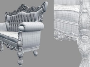 fb sofa belle de fleur french love seat 3D Model
