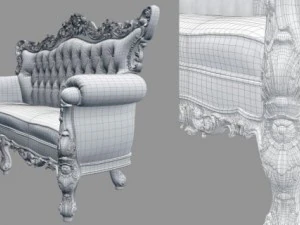 fb sofa belle de fleur french love seat 3D Model