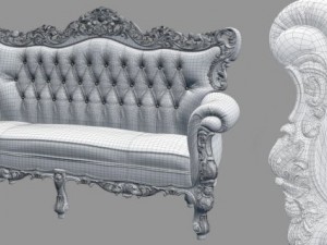 fb sofa belle de fleur french love seat 3D Model