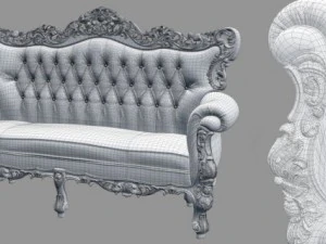 fb sofa belle de fleur french love seat 3D Model