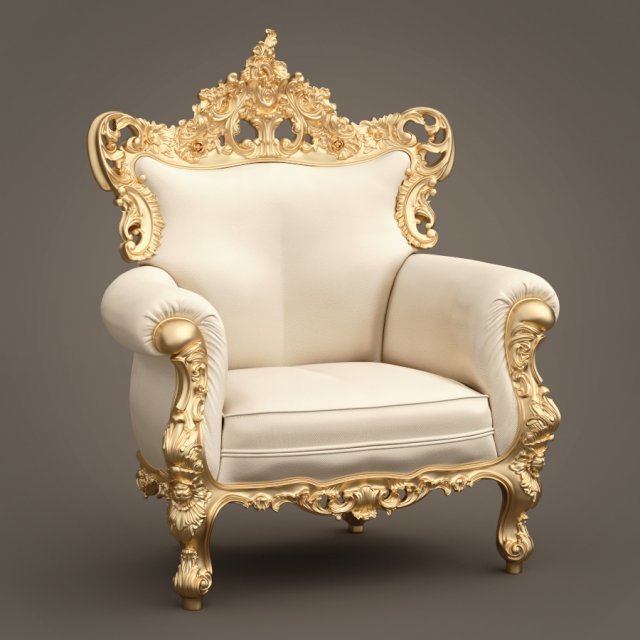 fb armchair4 gold leaf armchair theme 3D Модель .c4d .max .obj .3ds .fbx .stl .blend 
