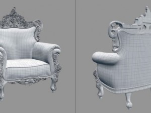 fb armchair4 gold leaf armchair theme 3D Модель