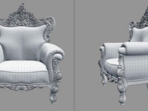 fb armchair4 gold leaf armchair theme 3D Модель