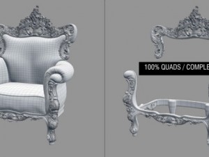 fb armchair4 gold leaf armchair theme 3D Модель