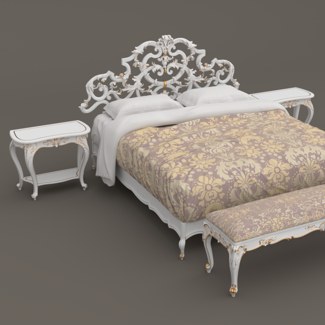 baroque bedroom set a 3D Модель .c4d .max .obj .3ds .fbx .stl .blend 
