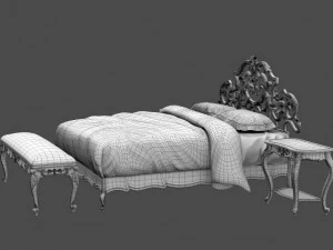 baroque bedroom set a 3D Model