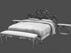 baroque bedroom set a 3D Model