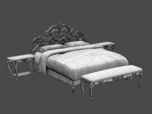 baroque bedroom set a 3D Model