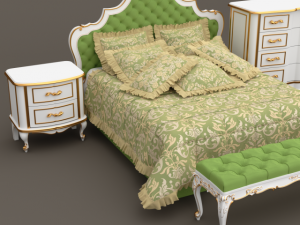 baroque bedroom set b Model 3D