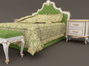 baroque bedroom set b 3D Model