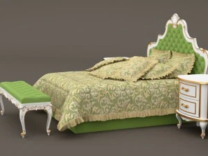 baroque bedroom set b 3D Model