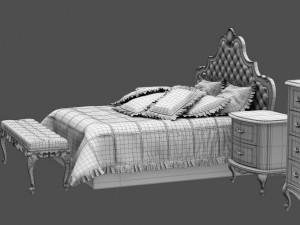 baroque bedroom set b 3D Модель