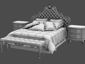 baroque bedroom set b 3D Модель