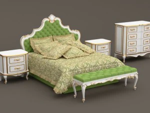 baroque bedroom set b 3D Model