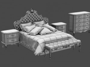 baroque bedroom set b 3D Модель