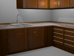 kitchen with fire on cooktop and water 3D Модель