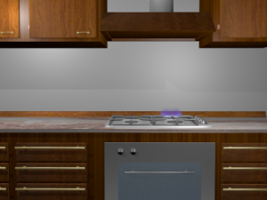 kitchen with fire on cooktop and water 3D Модель