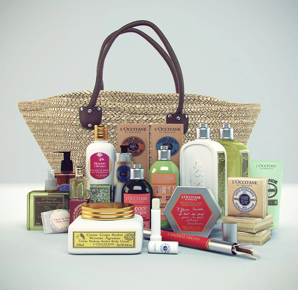 loccitane gift basket 3D Model .c4d .max .obj .3ds .fbx .stl .blend 