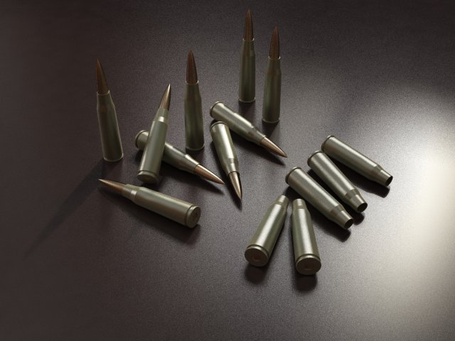 ak47 bullets 3D Model .c4d .max .obj .3ds .fbx .stl .blend