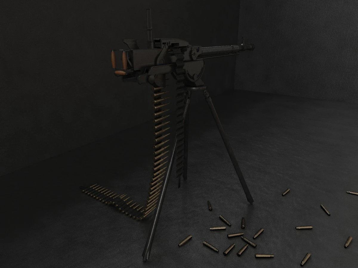 127 mm dshk machine 3D Model .c4d .max .obj .3ds .fbx .stl .blend 