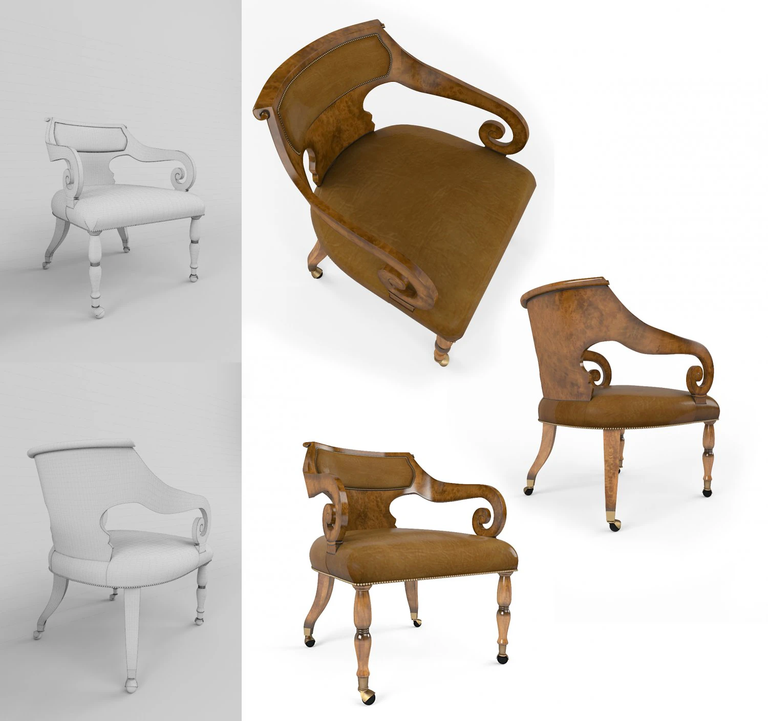 monarch chair 3D Model .c4d .max .obj .3ds .fbx .stl .blend 