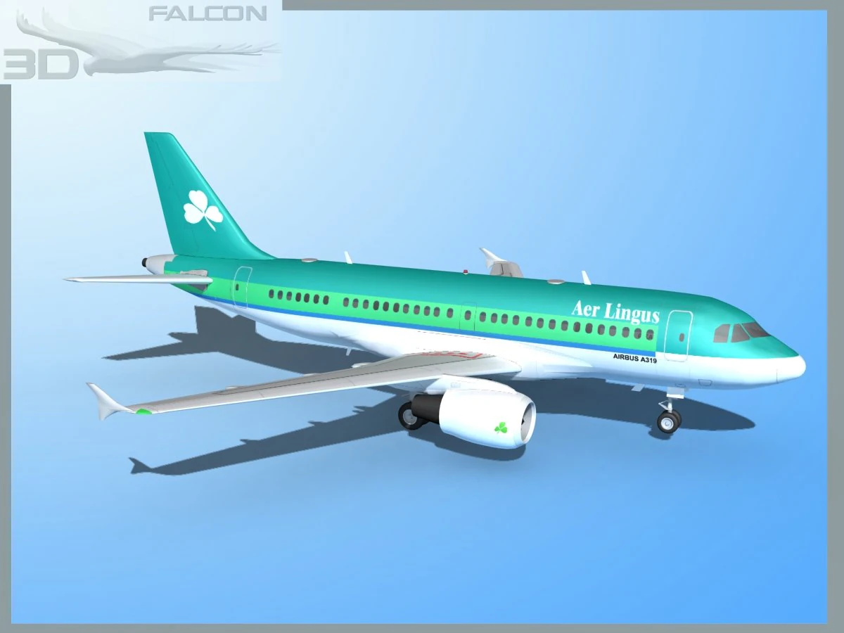 falcon3d a319 aer lingus Modelo 3D .c4d .max .obj .3ds .fbx .stl .blend