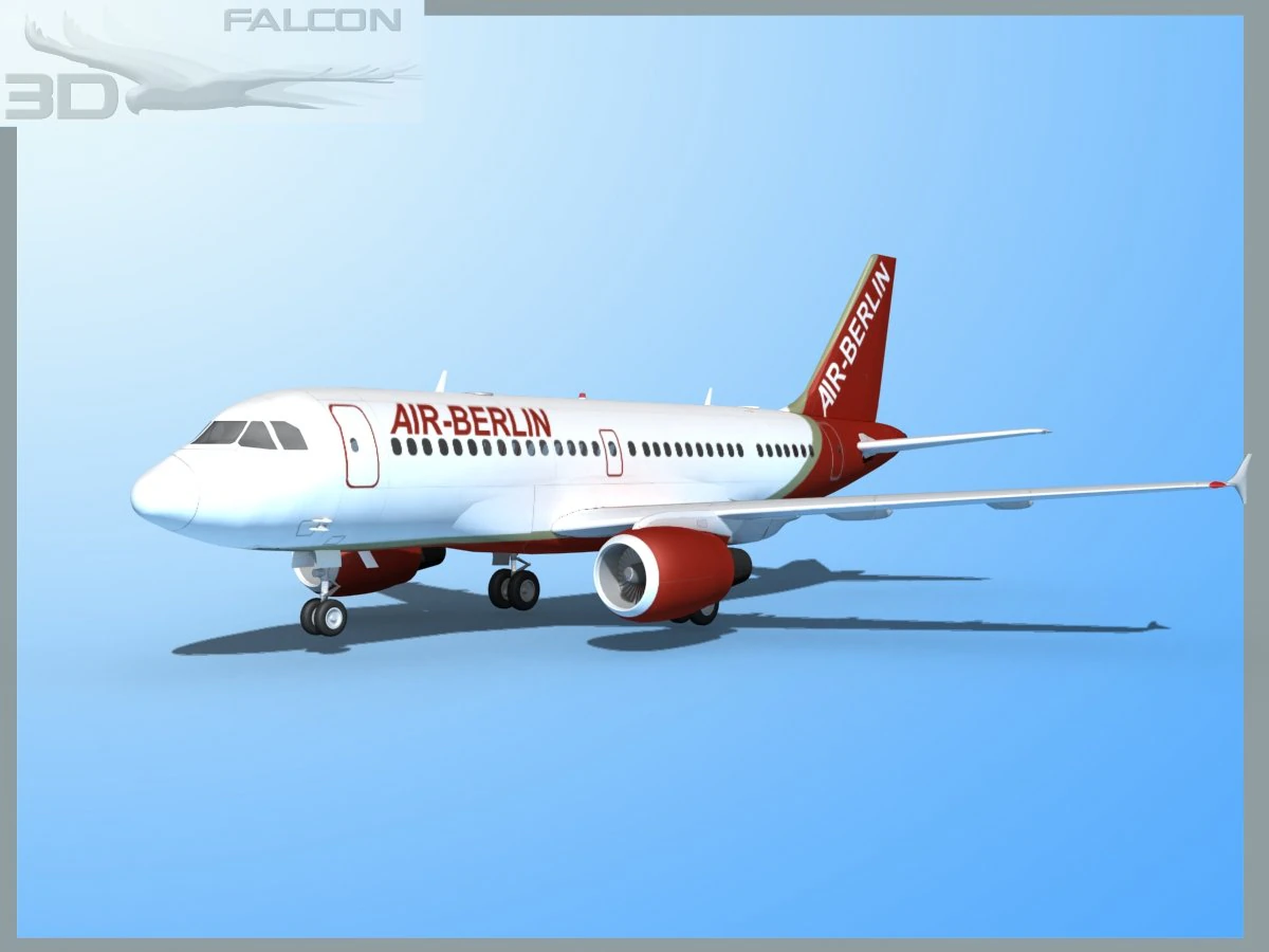 Falcon3d A319 Air Berlijn 3D Model .c4d .max .obj .3ds .fbx .stl .blend 