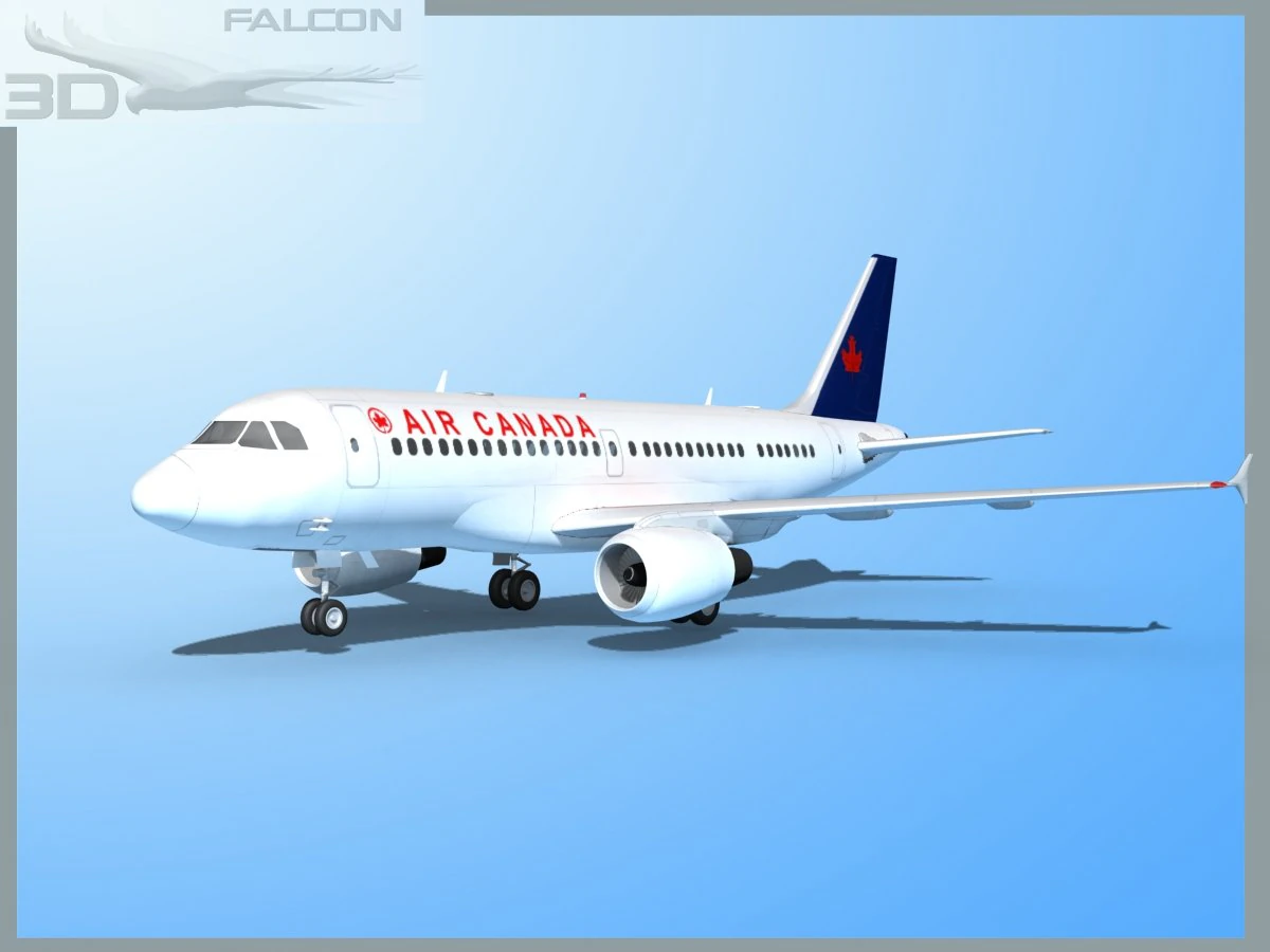 Falcon3d A319 Air Canada 2 3D Model .c4d .max .obj .3ds .fbx .stl .blend 