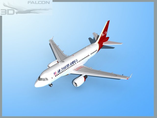 falcon3d a319 air charter america 3D 模型 .c4d .max .obj .3ds .fbx .stl .blend 