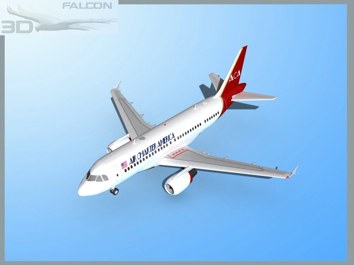 falcon3d a319 air charter america 3D Model .c4d .max .obj .3ds .fbx .stl .blend 