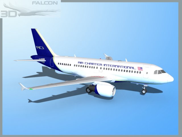 falcon3d a319 air charter intl 3D 모델 .c4d .max .obj .3ds .fbx .stl .blend 