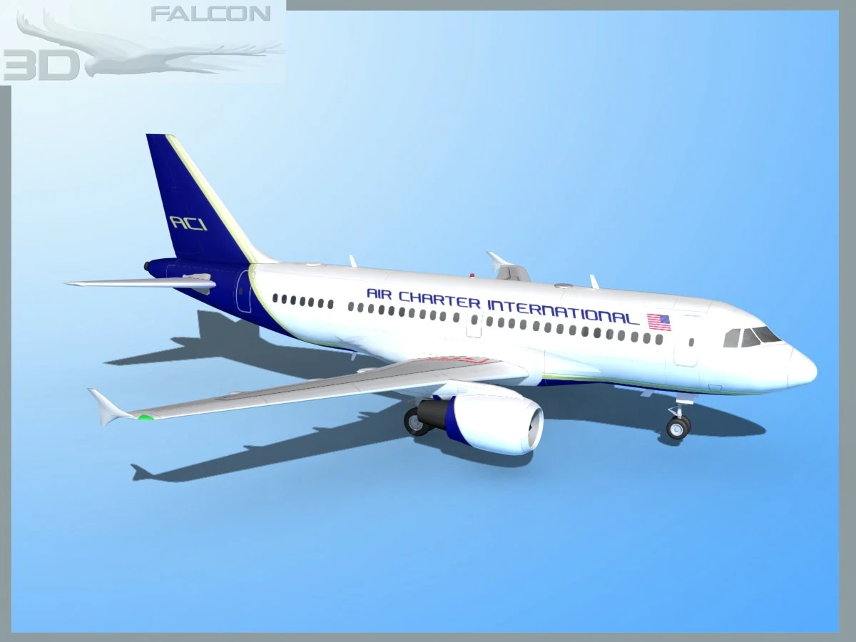falcon3d a319 air charter intl 3D Model .c4d .max .obj .3ds .fbx .stl .blend 