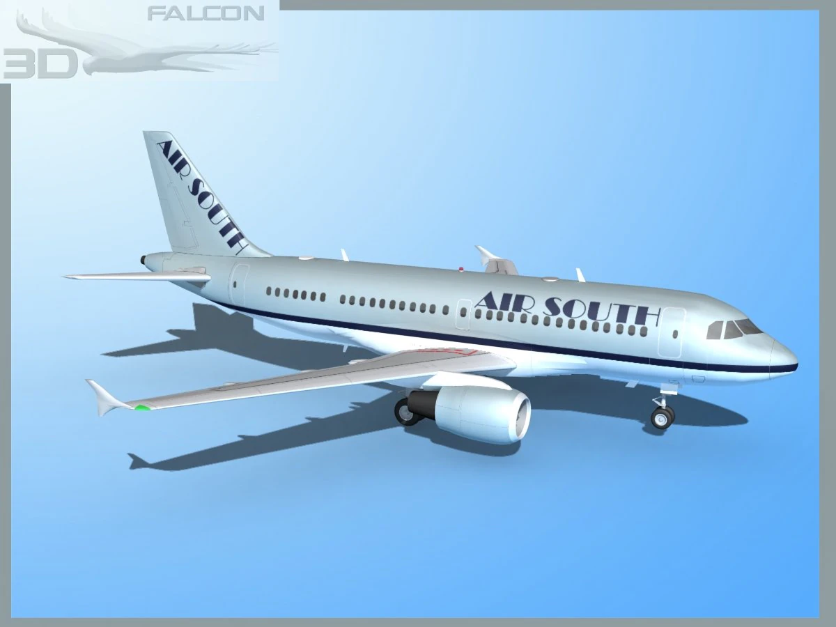 falcon3d a319 air south 3D Model .c4d .max .obj .3ds .fbx .stl .blend