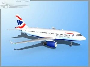 falcon3d a319 vias aéreas britânicas Modelo 3D