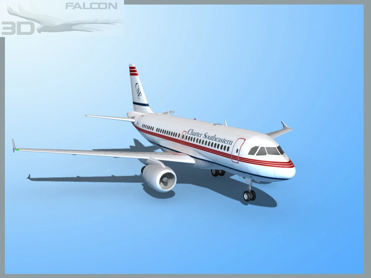 falcon3d a319 charter southeastern 3D Model .c4d .max .obj .3ds .fbx .stl .blend