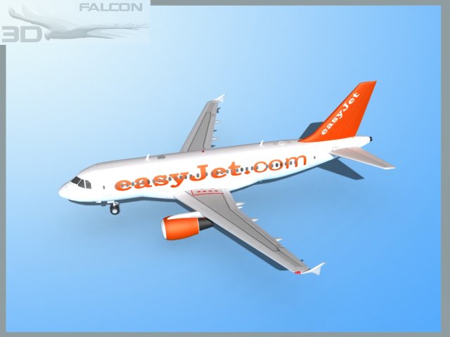 falcon3d  a319 easyjet 3D Model .c4d .max .obj .3ds .fbx .stl .blend 