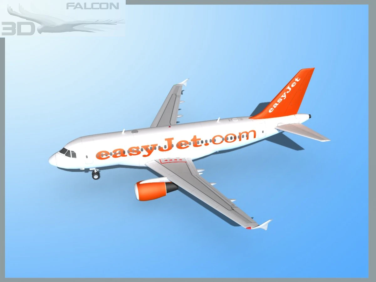 falcon3d  a319 easyjet 3D Model .c4d .max .obj .3ds .fbx .stl .blend 