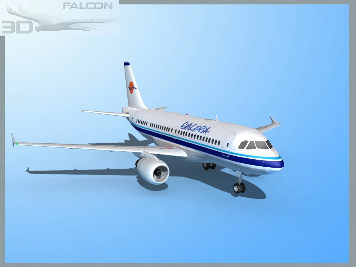 falcon3d  a319 eurocypria airlines 3D Model .c4d .max .obj .3ds .fbx .stl .blend 