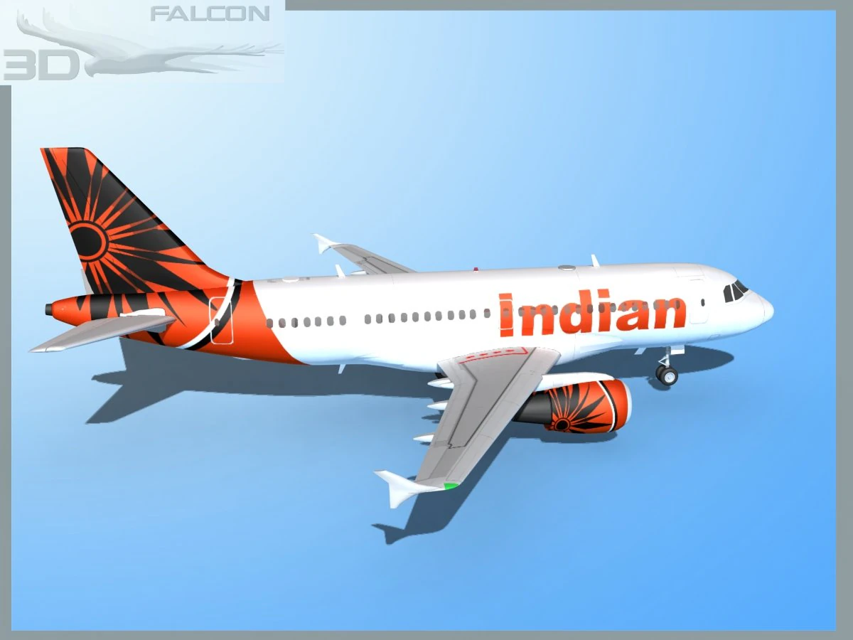 falcon3d a319 indian airlines 3D Model .c4d .max .obj .3ds .fbx .stl .blend 