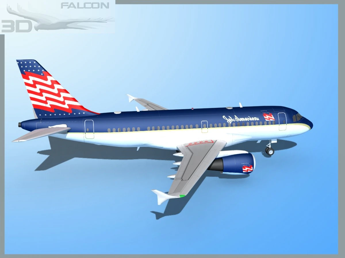 falcon3d  a319 jet america charter 3D Model .c4d .max .obj .3ds .fbx .stl .blend 