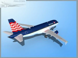 falcon3d  a319 jet america charter 3D Model