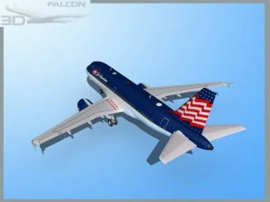falcon3d  a319 jet america charter 3D Model