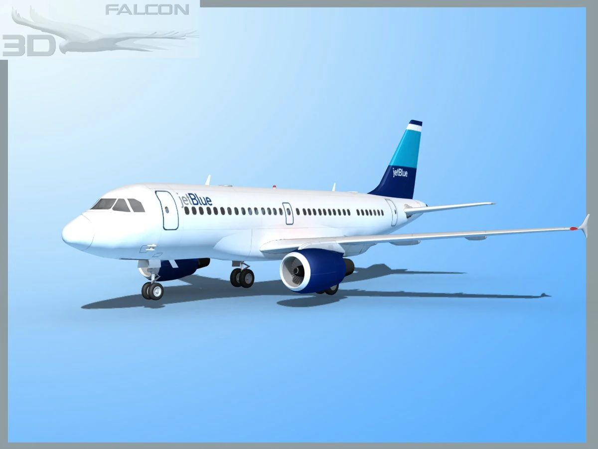 falcon3d  a319 jet blue 3D Model .c4d .max .obj .3ds .fbx .stl .blend 