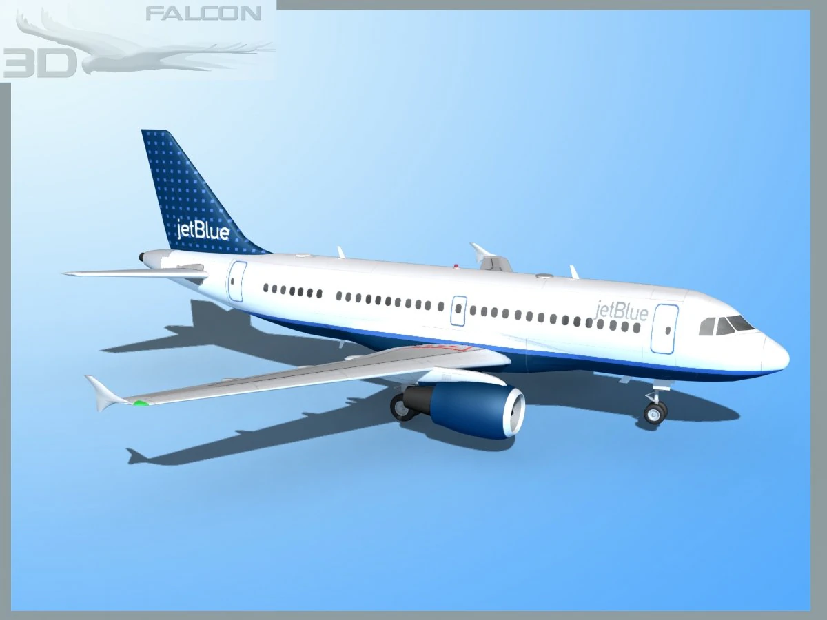 falcon3d  a319 jet blue 2 3D Model .c4d .max .obj .3ds .fbx .stl .blend 