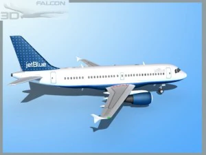 falcon3d  a319 jet blue 2 3D Model