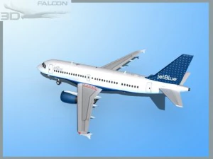 falcon3d  a319 jet blue 2 3D Model