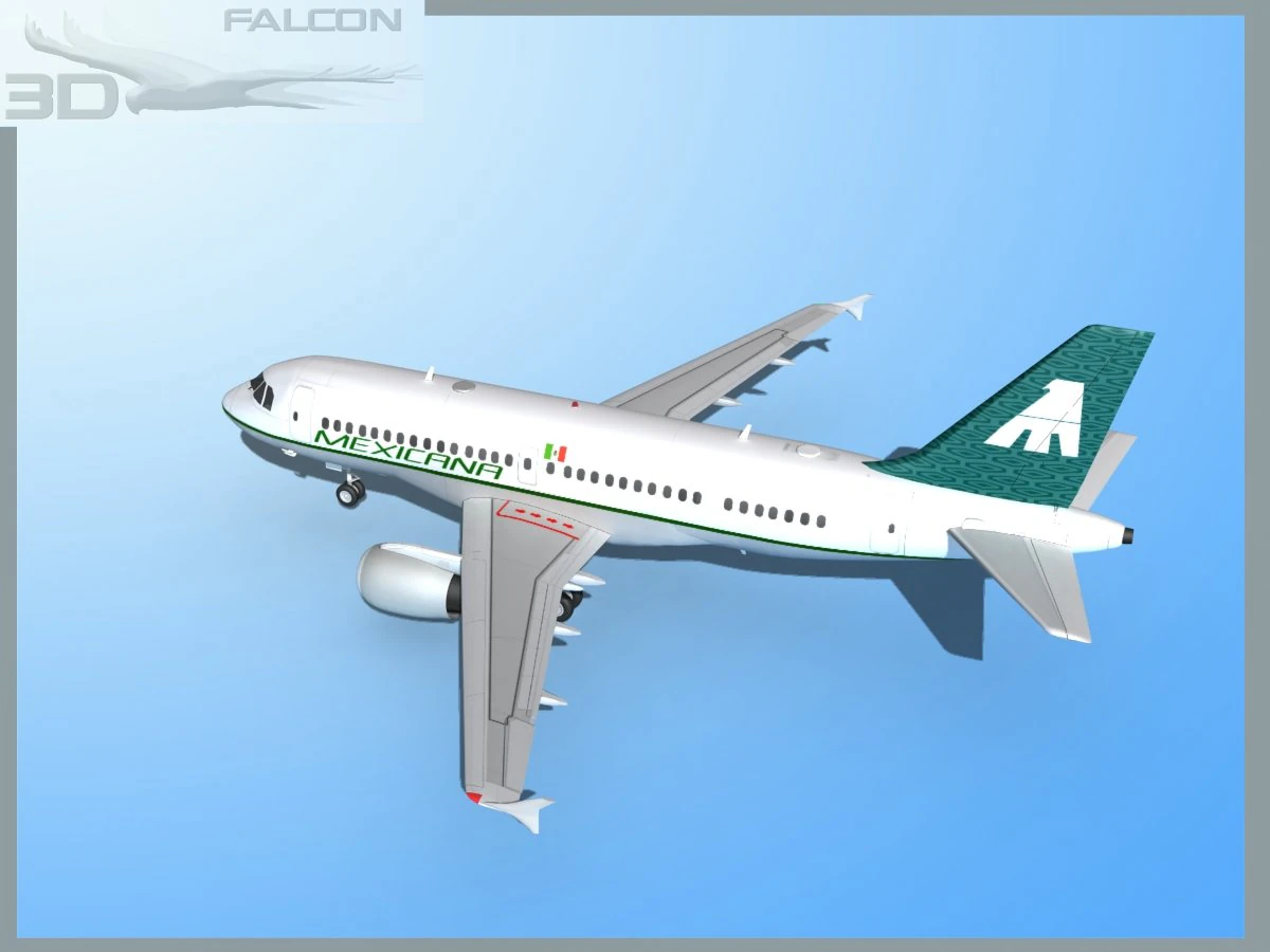 falcon3d  a319 mexicana airlines 3D Model .c4d .max .obj .3ds .fbx .stl .blend 