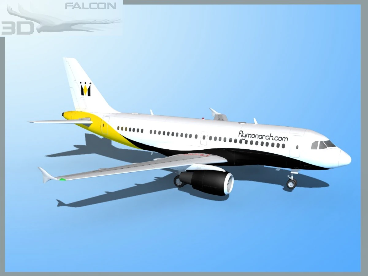 falcon3d  a319 monarch airlines 3D Model .c4d .max .obj .3ds .fbx .stl .blend 