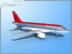 falcon3d  a319  northwest airlines Modèle 3D